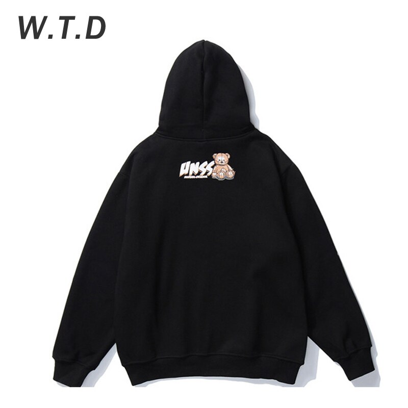 WTD nueva sudadera para hombres Streetwear oso impreso Hip Hop estilo Casual hombres/mujeres Hoodie estándar sudadera de gran tamaño hombres sudaderas