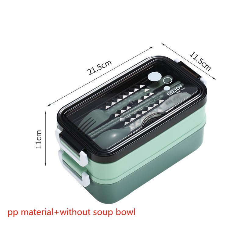 Lunch Box Bento Box Voor School Kids Kantoormedewerker 2 Lagen Microwae Verwarming Lunch Container Voedsel Opbergdoos: set2-green