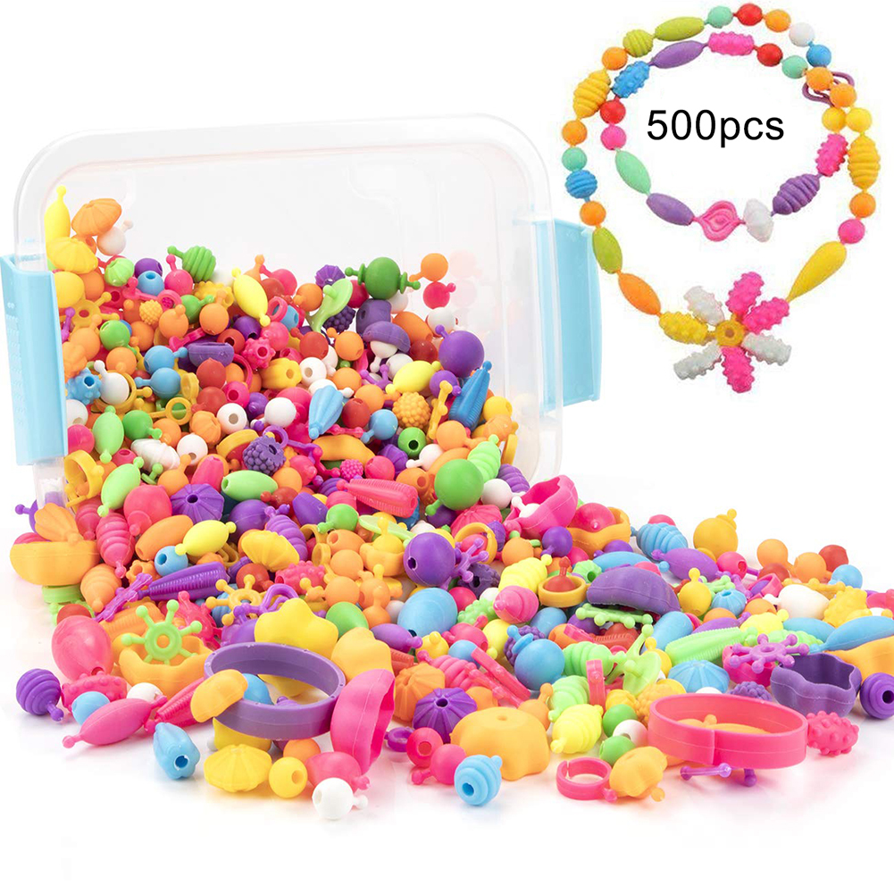 500 stuks pop snap kralenset herbruikbare diy ketting armband ring peuter speelgoed maken ketting armband en ring voor meisjes