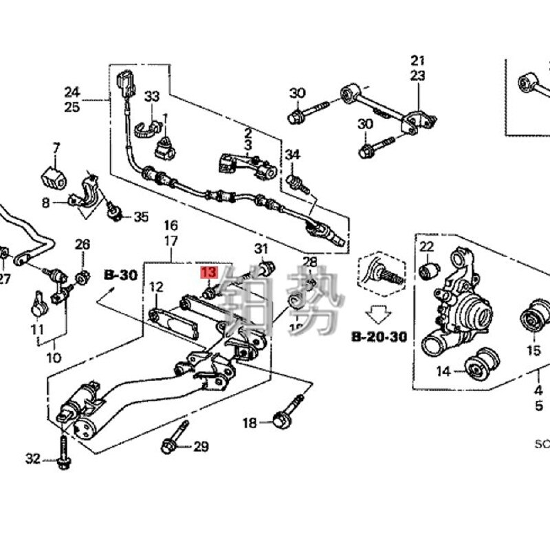 Car Rear Lower Arm Kogelgewricht 2004-Hon Dae Lem Ent Ody Ssey RB1 RB3 Rear Trailing Arm Bus Rear Lower schorsing Bus