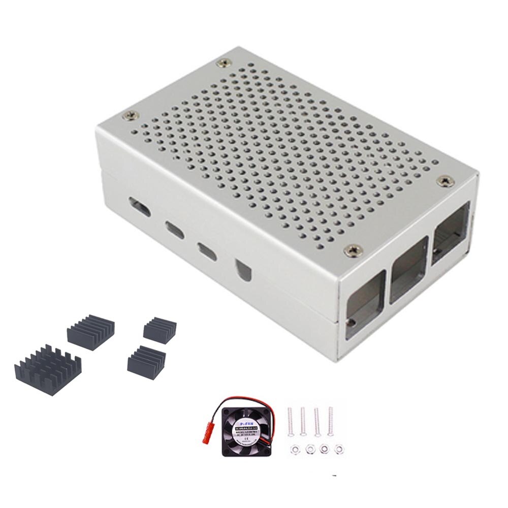 Carcasa metálica de aluminio Raspberry Pi 4B con disipador de calor + ventilador para Raspberry pi 4B