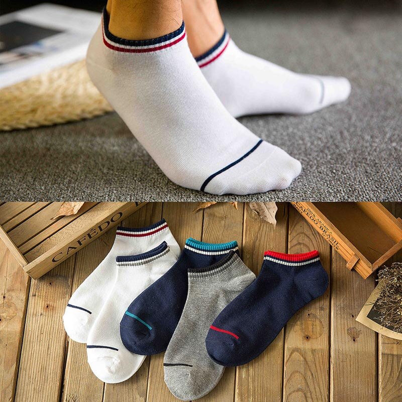 5 paire hommes chaussettes de sport invisibles court cheville chaussettes respirant mince bateau chaussette B88