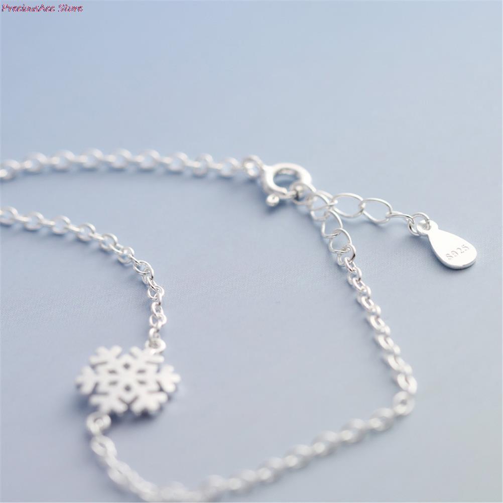 Moda Banhado A Prata Amor Charme Forma Delicada Cadeia Envoltório Pulseira de Inverno Do Floco De Neve Da Menina Das Mulheres Presente Da Jóia Da Dama de honra