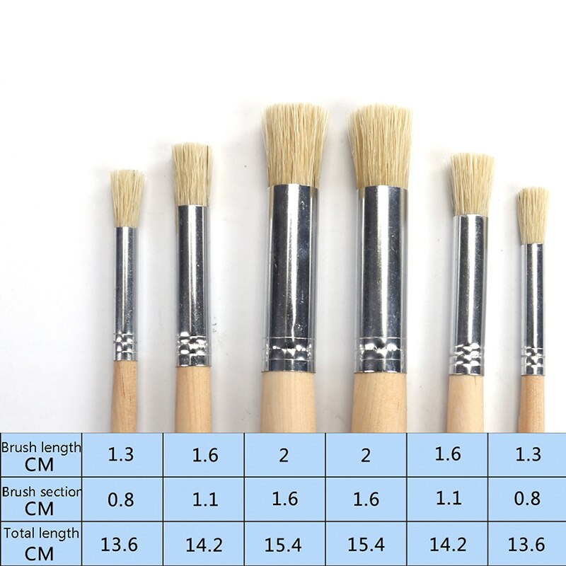 6Pcs Hout Staven Haren Tekening Hollow Template Borstel Acryl Olie Borstel Schilderij Borstel Set Art Supplies