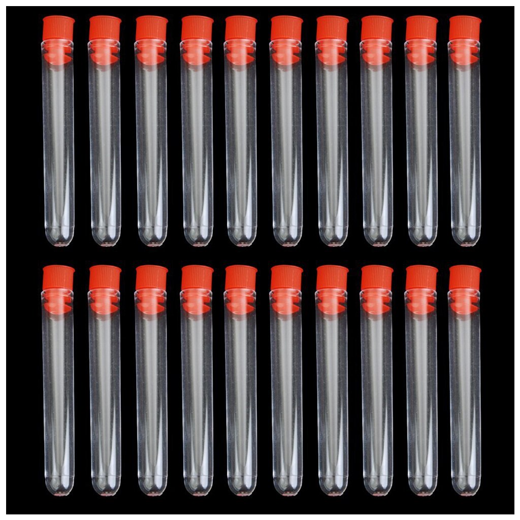20 Pcs Plastic Hard Test Tube Laboratorium Test Tool 75*12Mm