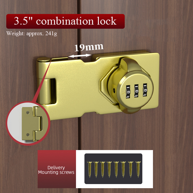 90° combination lock security lock for refrigerator cabinets and drawers sliding door lock for file cabinets bedroom door lock: Greyish Brown