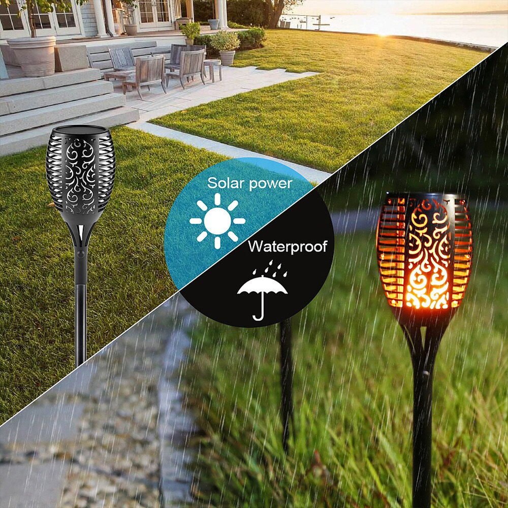 Led solar flamme fakkel lampe udendørs solar lamper til haveindretning lys flimrende lampe gårdhave balkon græsplæne sti spotlight