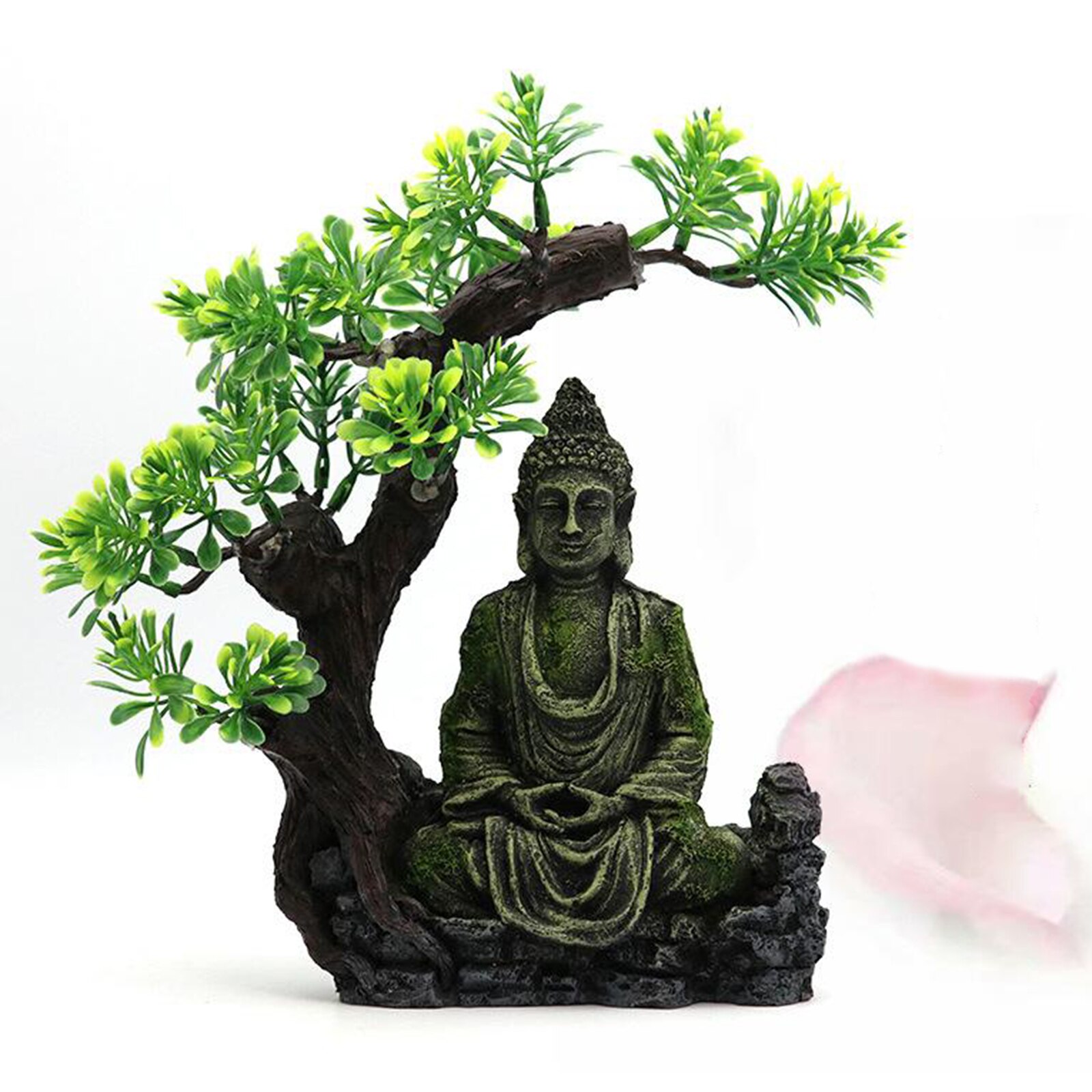 Resin Zen Buddha Fish Tank Ancient Decoration Aquarium Rock Cave Building Decoration Aquatic Landscaping Ornament
