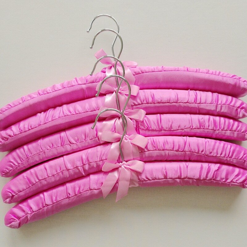 Satin Padded Hanger Silk Wrapped Clothes Hanger Clothes Hanging Silver Hook Sponge Hangers Clothes Shop Display Hangers