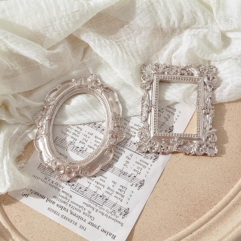 Silver Background Photo Frame para Fotografia, Retro Props, DIY Picture Frames, Studio Room Decor, Jóias Acessórios