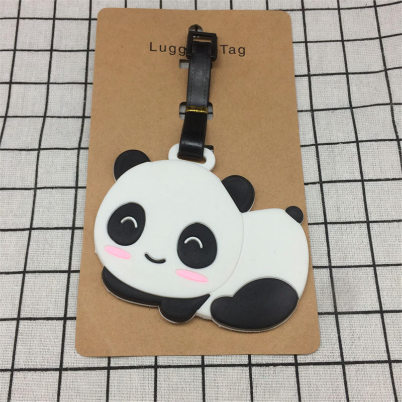 Accessoires de voyage panda étiquette de bagage créative cheval dessin animé Gel de silice valise ID Addres titulaire bagages embarquement étiquettes Portable: 3