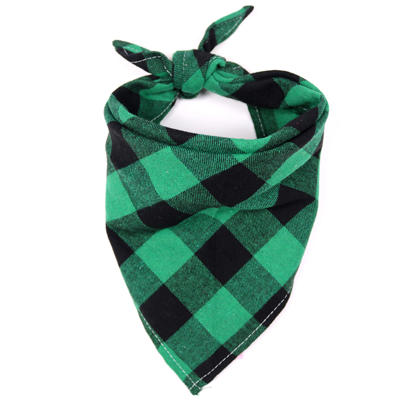 Pañuelos para perros, bufanda grande para mascotas, Bandana para perros, algodón a cuadros, lavable, pajarita, Collar, bufanda Triangular para cachorros y gatos, babero, accesorios para perros: L / Verde