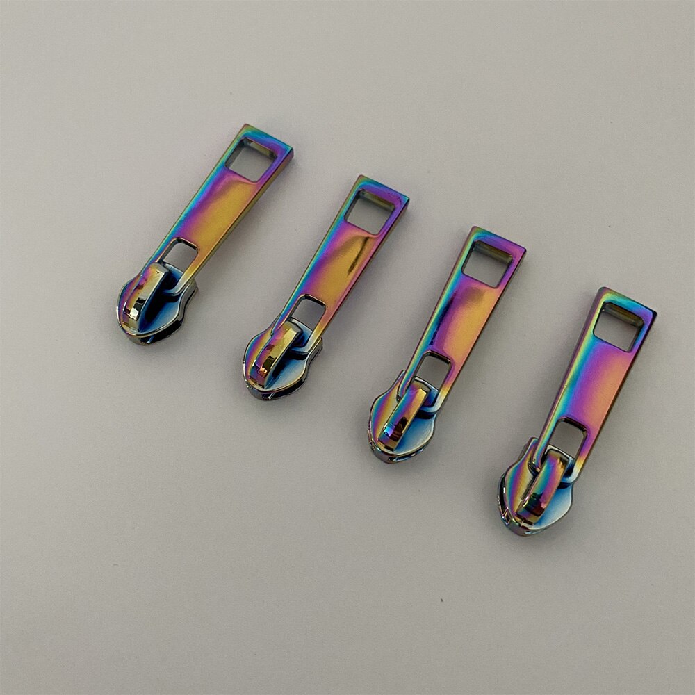 4 Pc Zipper Pull Pulls Slider Replacement Open End Stone Zippers Head Dazzling Multi-color Iridescent Purple