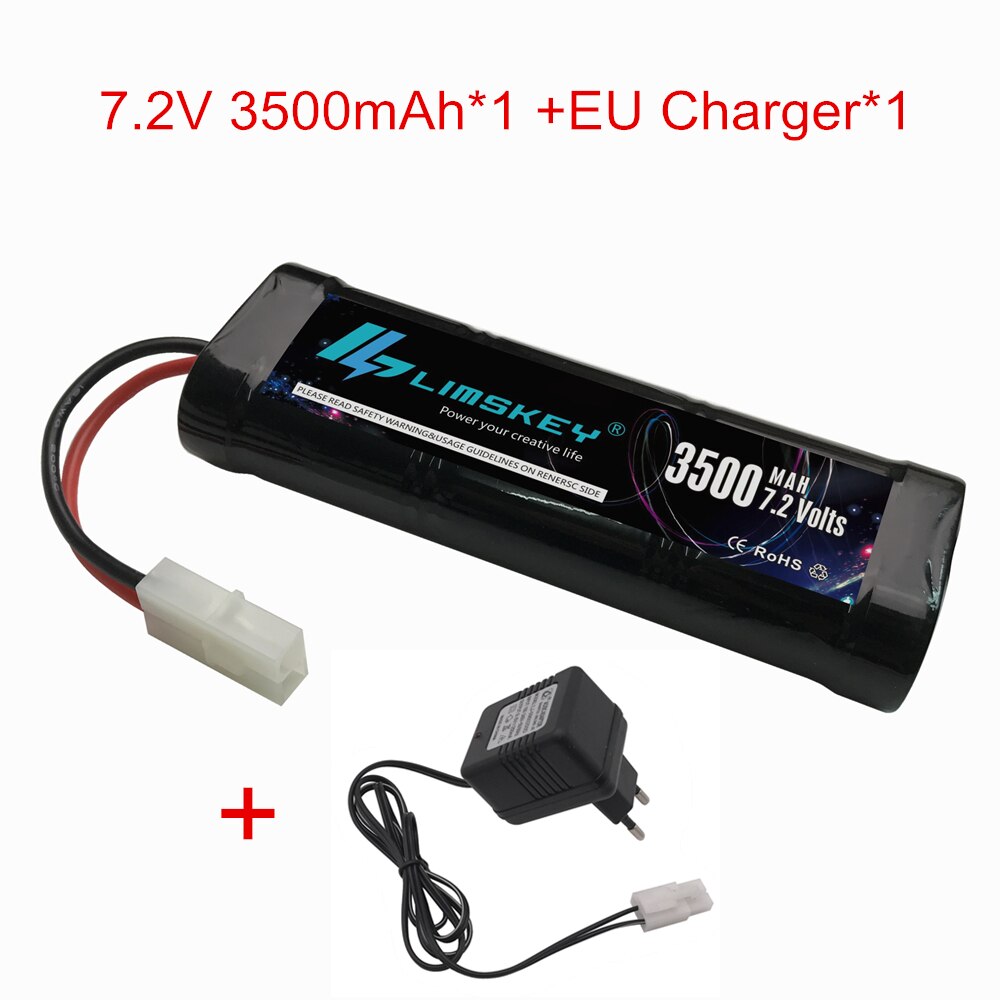 7.2V 5000mAh Ni-Mh SC batterij en 7.2 v lader voor RC speelgoed tank auto Vliegtuig Helicopter Met Tamiya connectors 7.2 v batterij: Light Grey