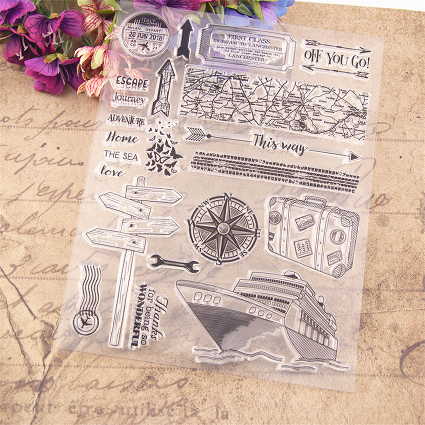Sellos náuticos transparentes de viaje, sello de rodillo de silicona para álbum de fotos de álbum de recortes DIY/fabricación de tarjetas,