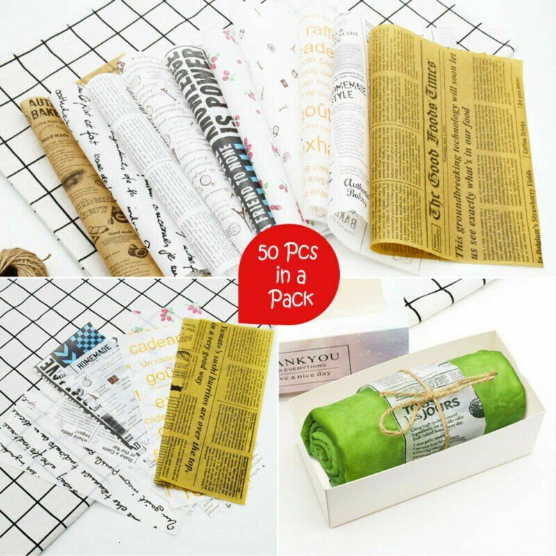 50 Uds papel encerado para alimentos grado grasa papel envolturas de alimento papel de envolver para pan Sandwich hamburguesa patatas fritas papel de envolver herramientas