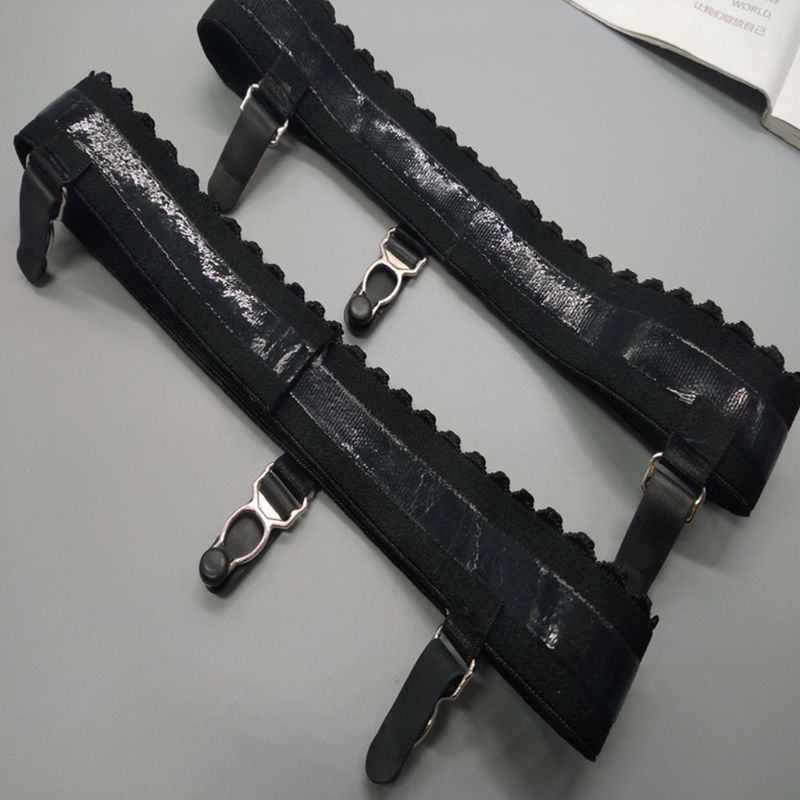 Frauen Elastische Anti Unterhose Bein Strumpfband Oberschenkel Hohe Strumpf Strumpf mit Clip U90E