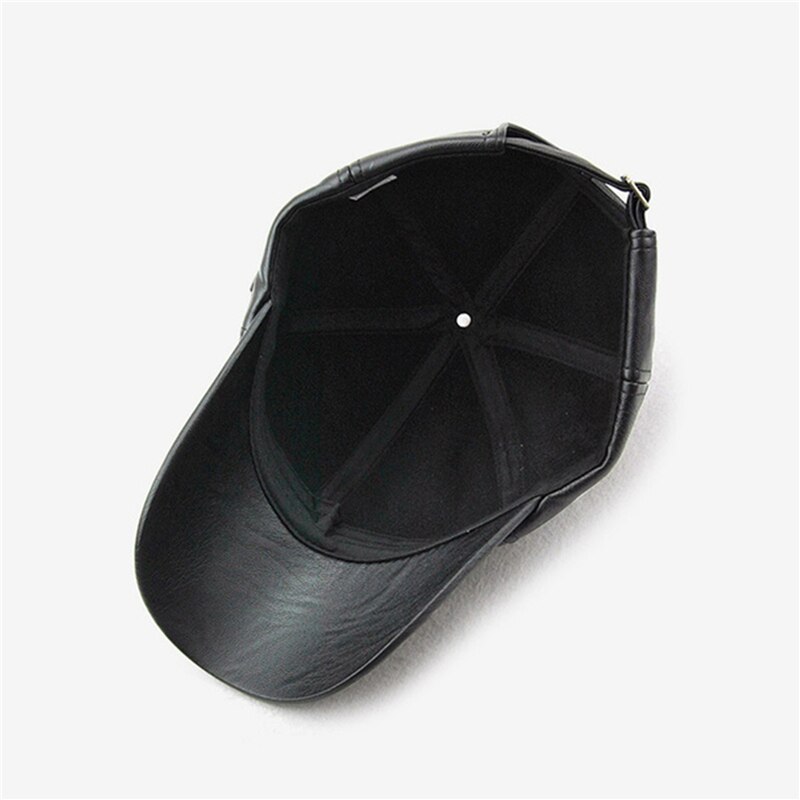 Wysokiej jakości skórzana czapka dla mężczyzn solidna zimowa Pu skórzane czapki baseballowe marki czapka typu Snapback kość Masculino dopasowane czapki