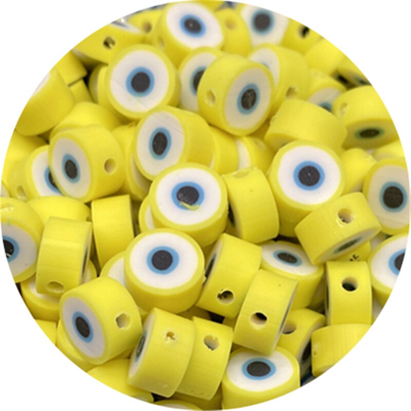 30 teile/los 10mm Tonne Perlen Runde bilden Auge Tonne Abstandshalter Perlen Polymer Ton Perlen Für Schmuck, sterben DIY Handgemachten zubehör: Gelb