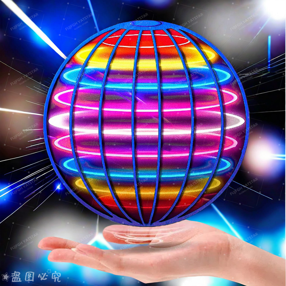Globo cosmico LED a colori controllato a mano per bambini Flying Ball 360 ° Sfera di sospensione rotante adatta per giocattoli da interni ed esterni
