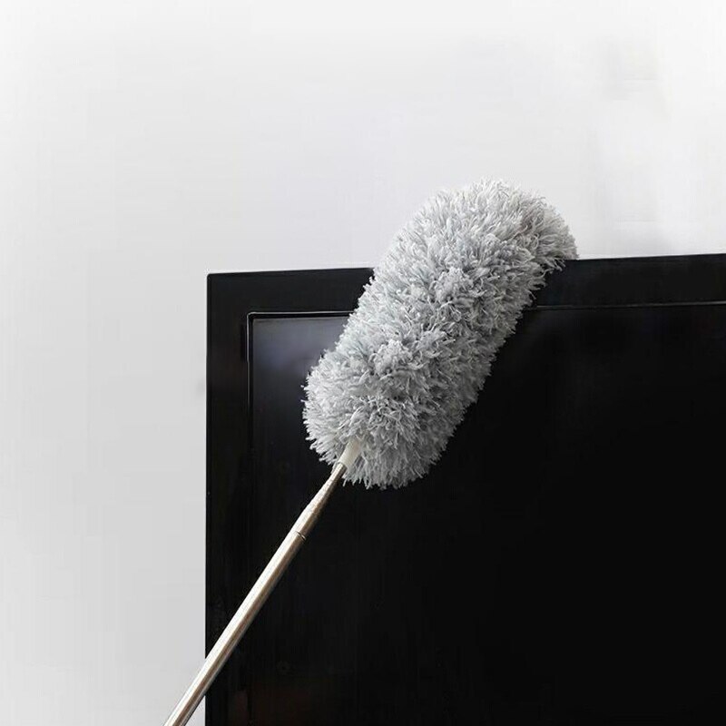 Plumero largo retráctil de plumas, plumero estático de microfibra flexible, limpieza de huecos, telaraña de techo, herramienta de limpieza del hogar
