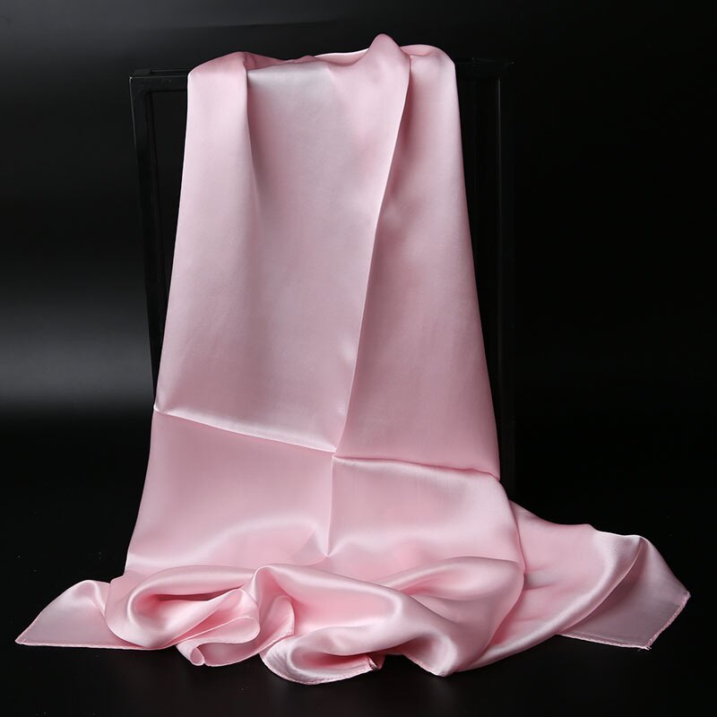 Zijden sjaal dames luxe merk satijn dik zacht effen kleur lange hoofd hijab femme natuurlijke zijden sjaal dames