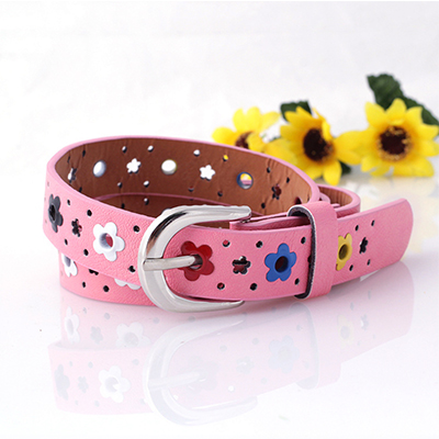 meisje riem Kleurrijke bloem vlinder holle kinderen casual pin gesp riem roze wit blauw geel rood zwart bruin: B