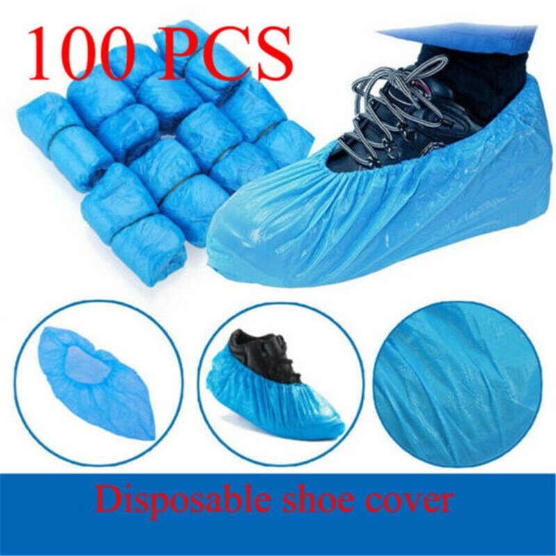 Brand Style 100 Heavy Duty Blue Disposable Overshoes Plastic Protective Shoe Covers Carpet