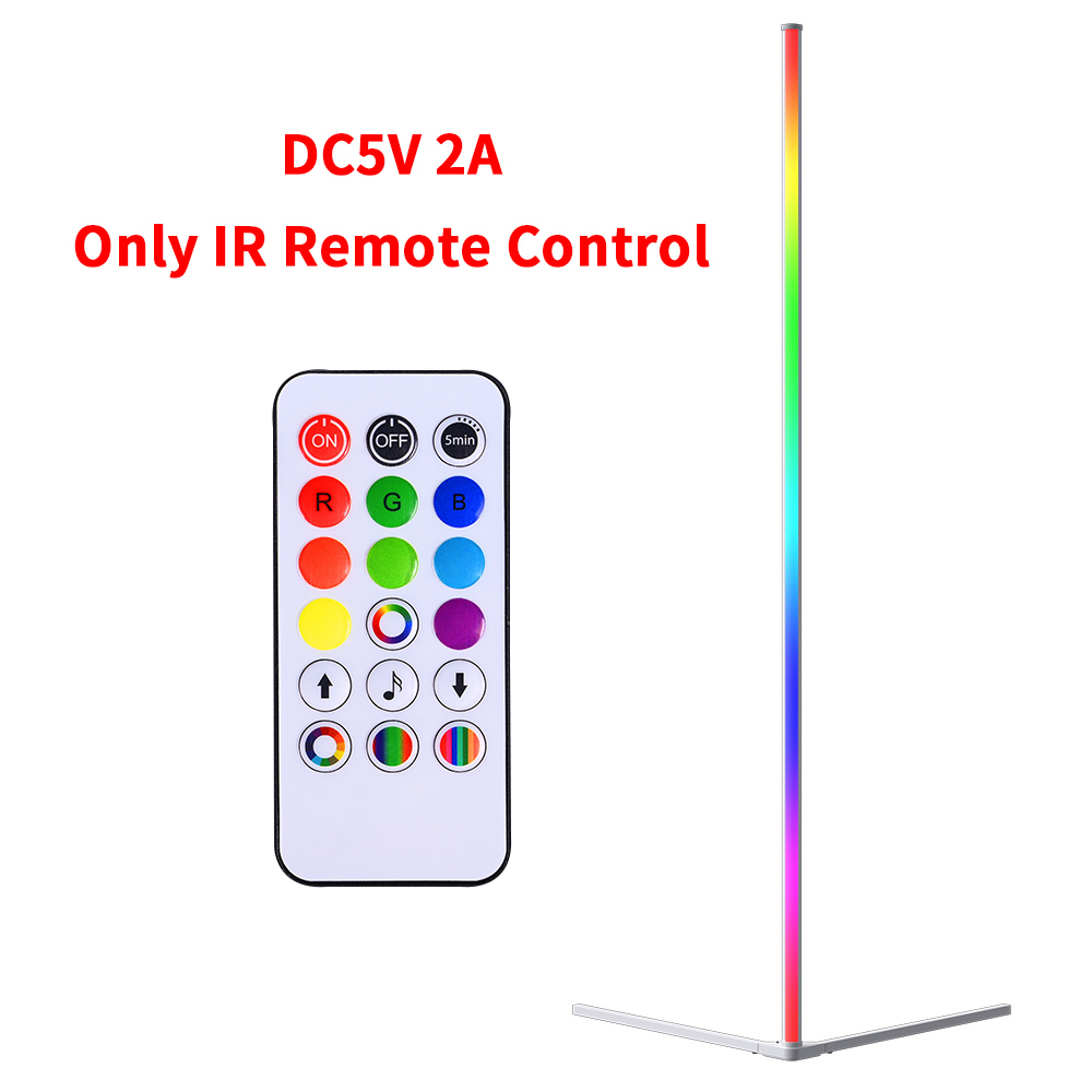 Rgb led gulvlampe indendørs boligindretning moderne hjørne gulvlampe stue rom kunstindretning atmosfærisk stående belysning: Sort / Sort