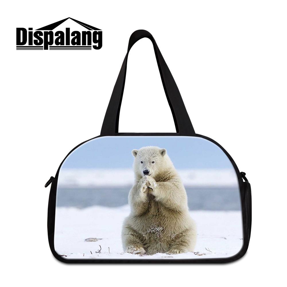 Saco de viagem bonito saco de viagem urso polar impressão grande tote de viagem na moda ombro duffle saco feminino padrão animal saco de bagagem meninas: Ouro / Dourado