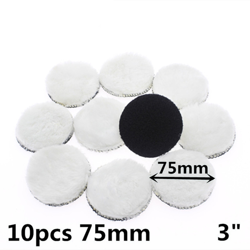 Bonete pulidor de cera de lana Artificial para coche de 3 pulgadas para herramienta rotativa almohadillas de pulido blanco duradero