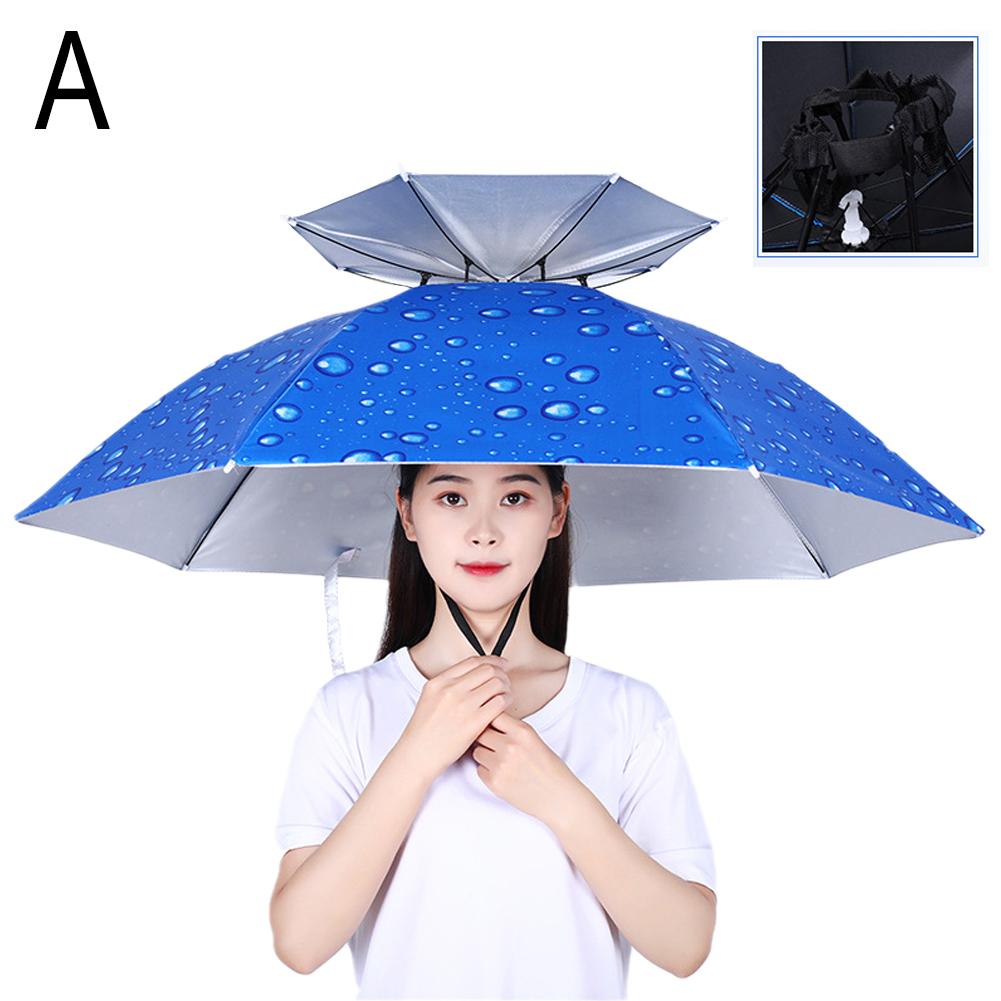 Chapeau de parapluie de pluie portable, anti-soleil, imperméable, casquette de tête de camping, pare-soleil extérieur, vêtements de sauna, chapeaux, 115cm