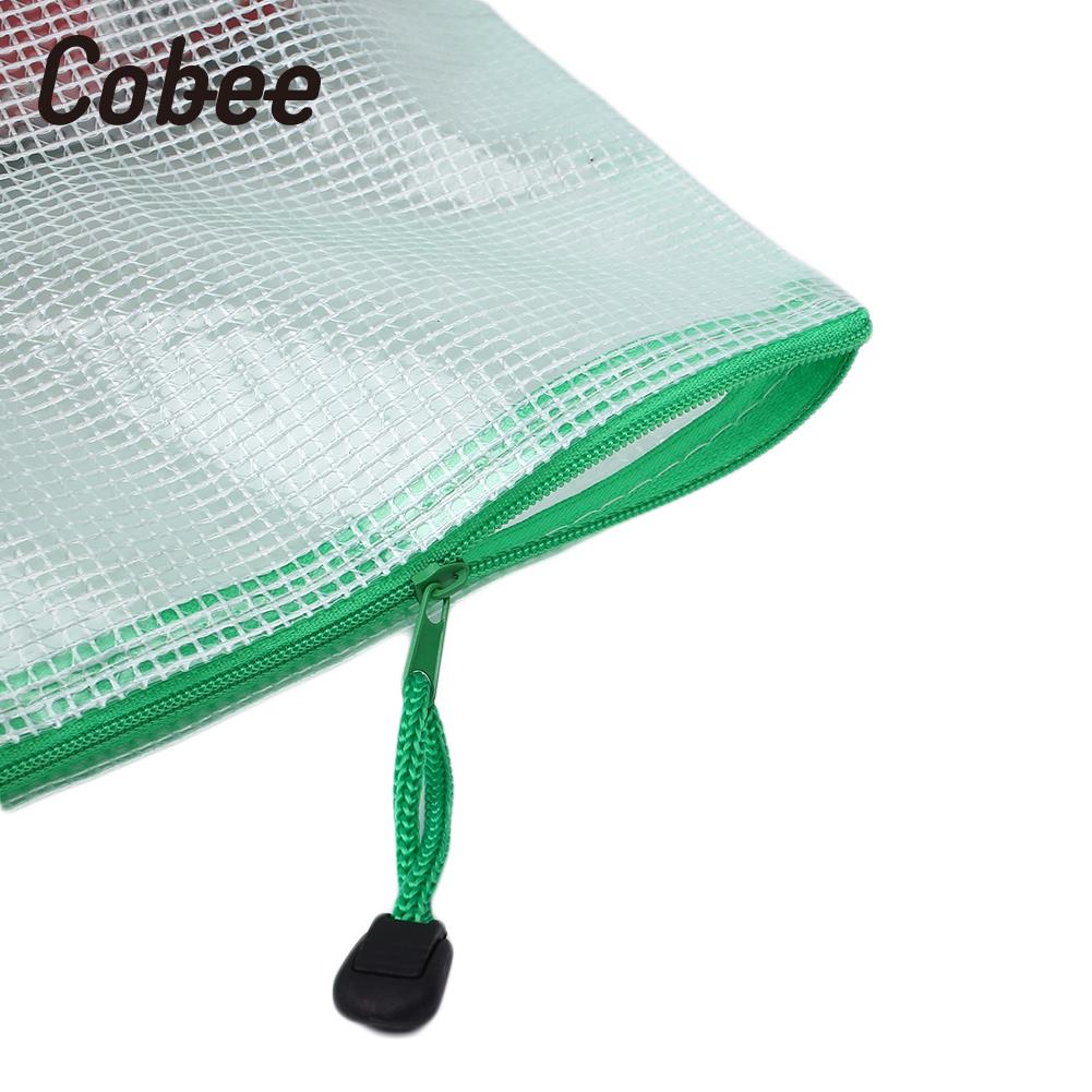 Transparent PVC A4 Grid Zipper File Document Holder Pouch Bill Storage Bag Soft
