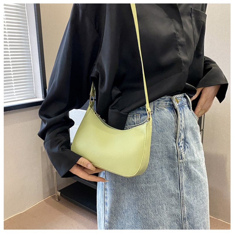 Nuevos bolsos de mano a la para mujer, bolso Retro de Color sólido de cuero PU, bolso de hombro para axila, bolsos informales para mujer, bolso de para mujer