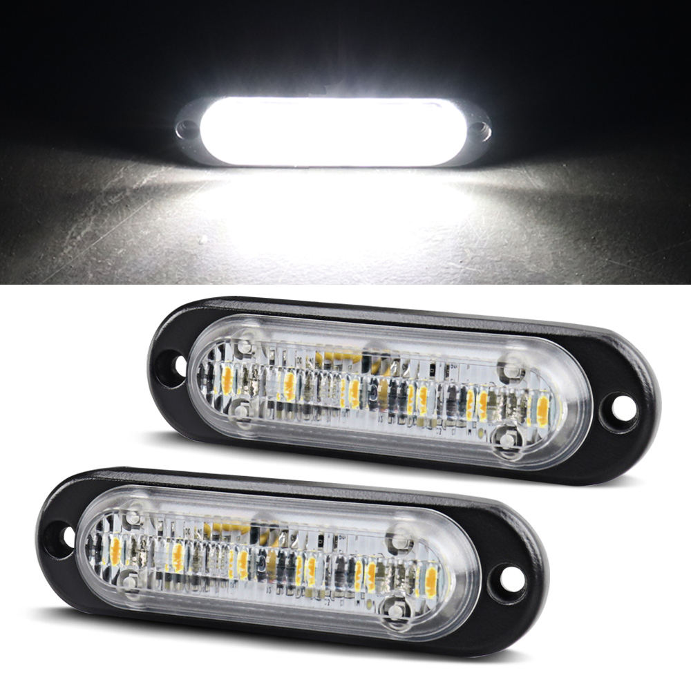 Luces de iluminación auxiliares LED para luces de freno de coche tira de iluminación ambiental automática SUV ATV camión lámpara de señal de marcha atrás ámbar blanco: Marfíl