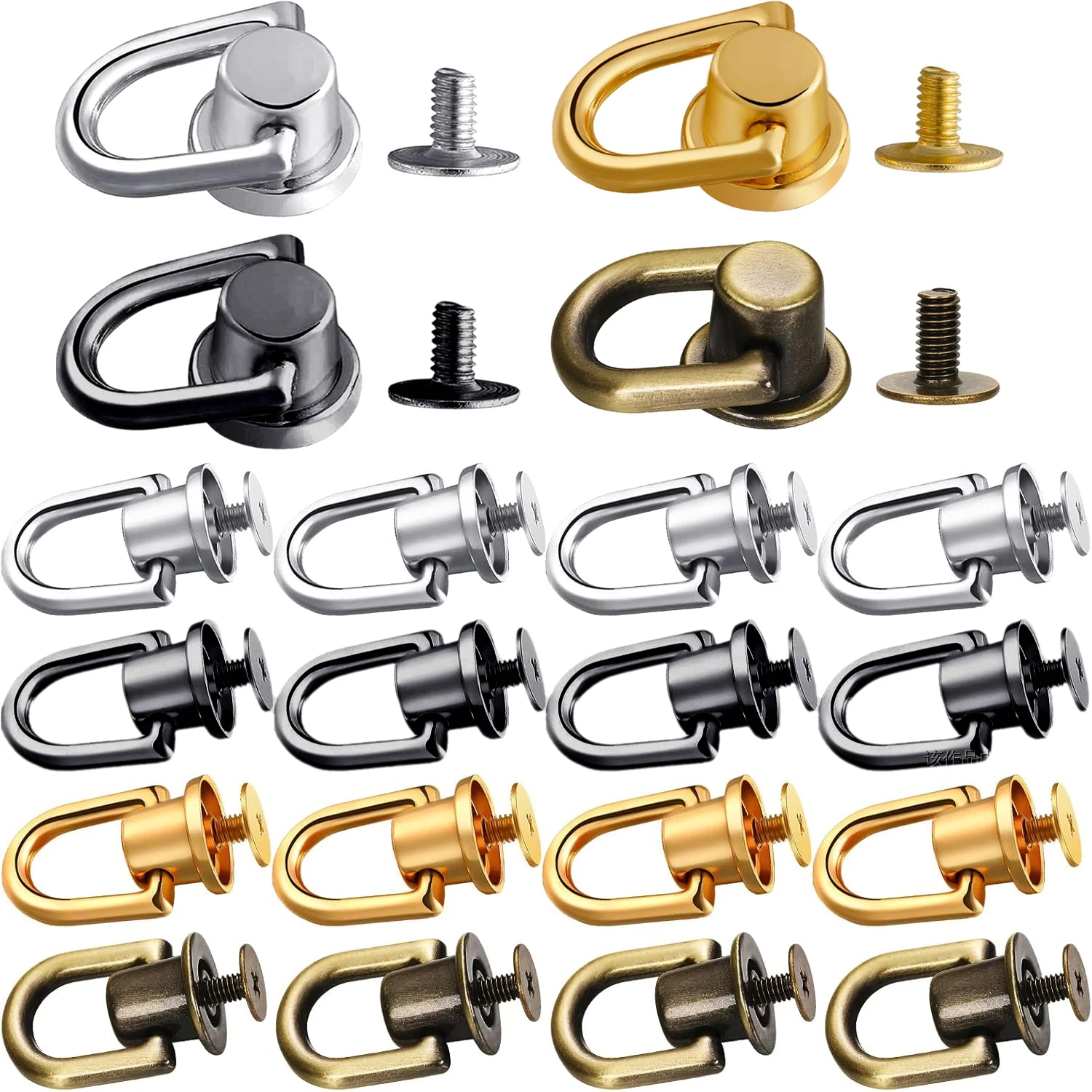1/10pcs D-shaped Ring Bag Clip Buckles Retro Metal Double Buckle Handbag Chain Handles Connector Bag Strap Hardware Accessories: 3/8" / Gold
