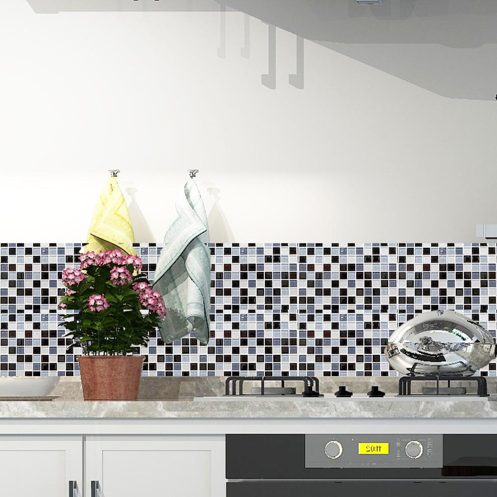 6pcs Tile Mosaics tile stickers Kitchen Bathroom Personality Anti-Tile Stickers наклейки на плитку kitchen countertops #FS23: Multicolor B