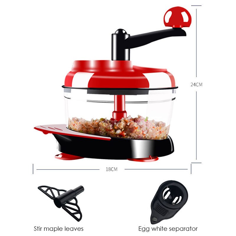 Kitchen Manual Food Processor Mixer Egg Blender Meat Grinder Vegetable Chopper Shredder Stainless Steel Blade Cutter