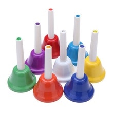 Bmdt-campanilla de mano 8-Nota Metal colorido chico niños Juguete Musical instrumento de percusión