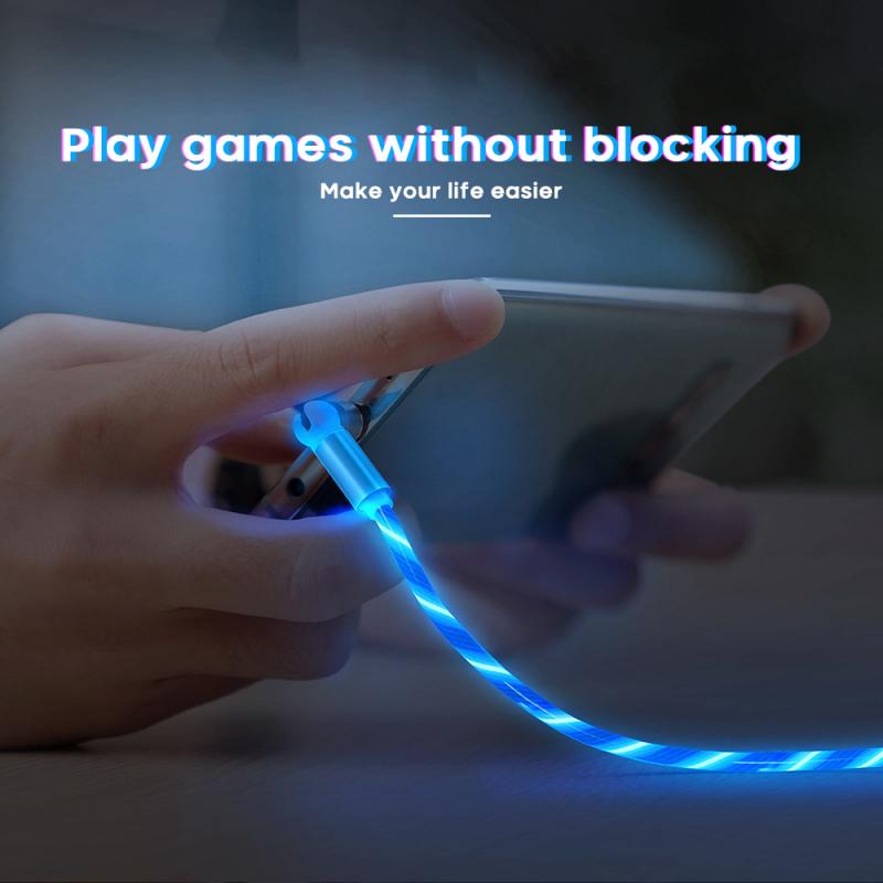 540 graden gloeiende magnetische oplaadkabel voor mobiele telefoons met led-lampje, micro-usb-type c voor apple android-oplader, oplaadsnoer