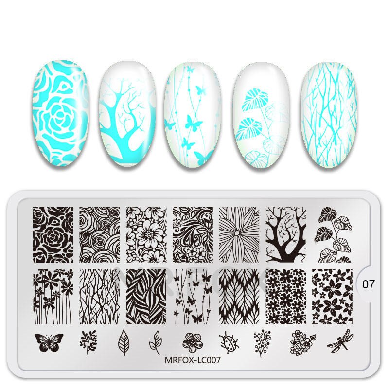 1pc negle stempling plader forårsblomster mønster billede stempling print negle art skabeloner gør det selv manicure stencils stempel værktøj: 07