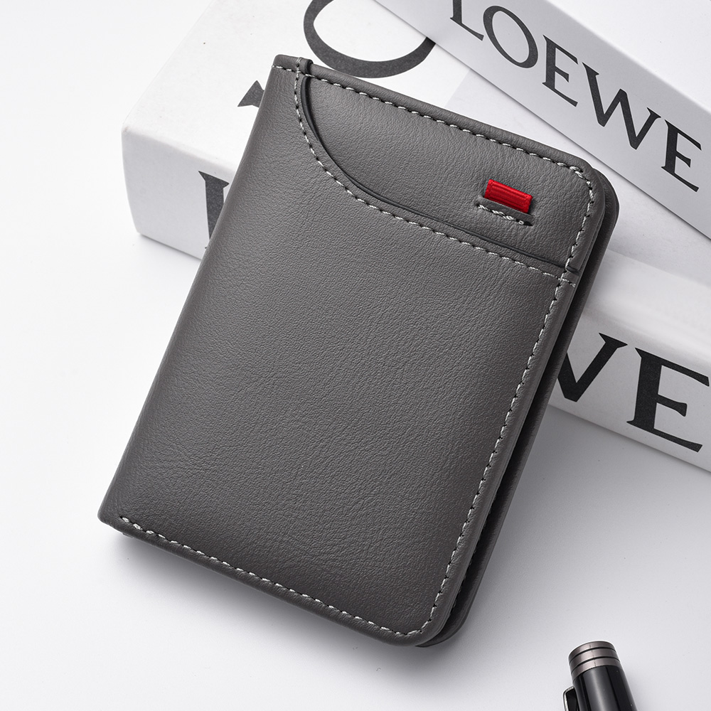Mini portefeuille Ultra-fin en cuir PU souple pour hommes, 1 pièce, porte-cartes de crédit, court et Vertical, de: Argent