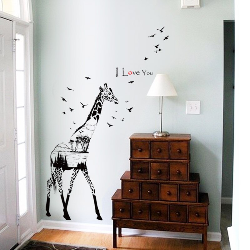 Giraffe Muurtattoo Animal Stickers Thuis Art Decoratie Kamer Nursery Waterdichte Muursticker Badkamer Raam Posters: PC9198-3