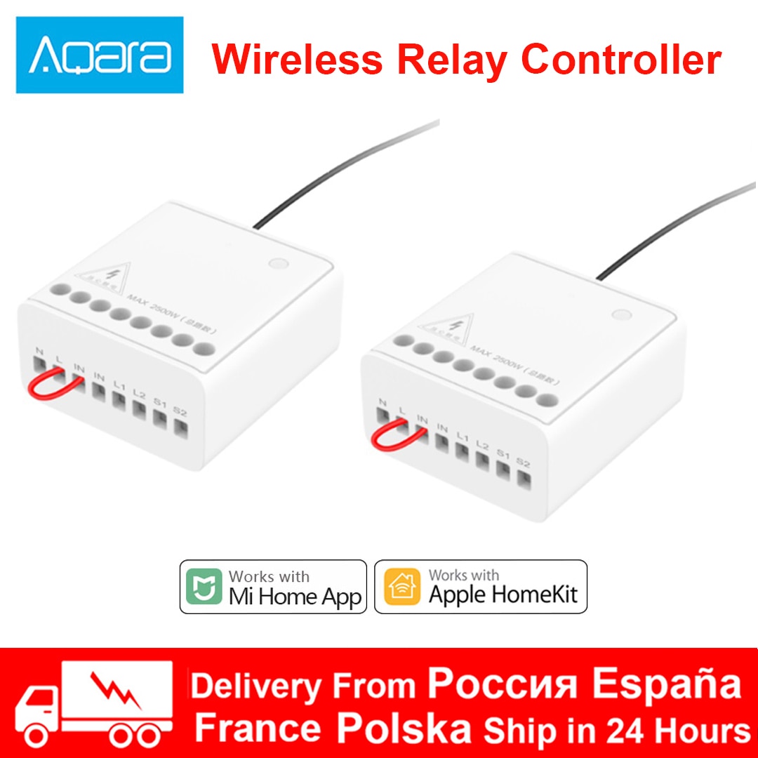 Xiaomi Aqara Module de relais de contrôle bidirectionnel contrôleur de commutateur de relais sans fil minuterie intelligente 2 canaux fonctionnent pour Apple Homekit Mihome