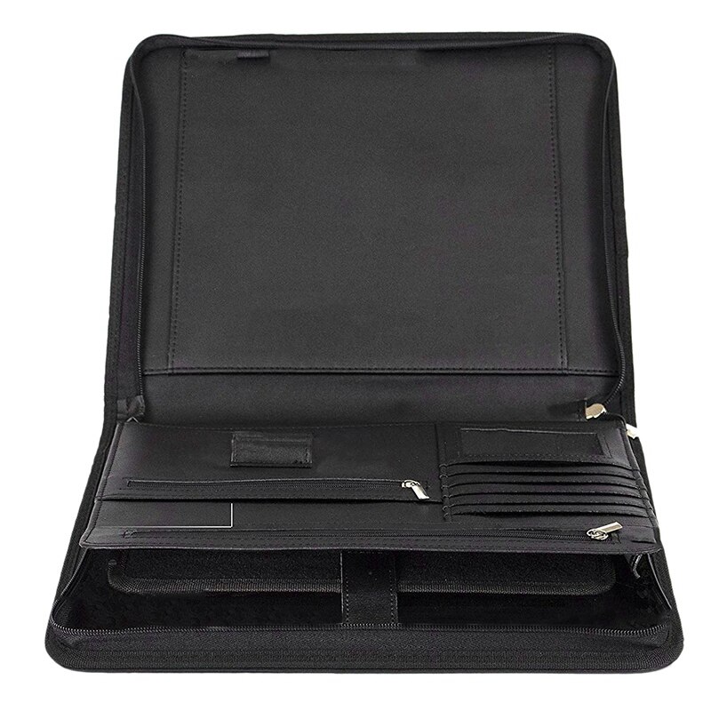 Vegan Leather Folder Zippered Closure Portfolio for Business IPad/Table and Card Interview Resume Binder