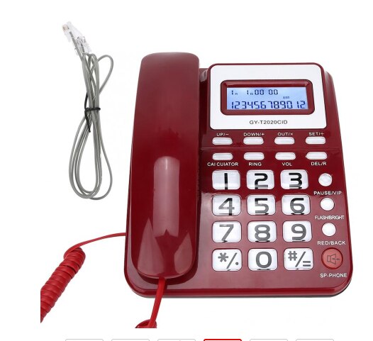 Telefoon, nummerherkenning, thuiskantoor, batterijloze witte bedrade telefoon met luidspreker, voicerecorder, telefoon met nummerherkenning