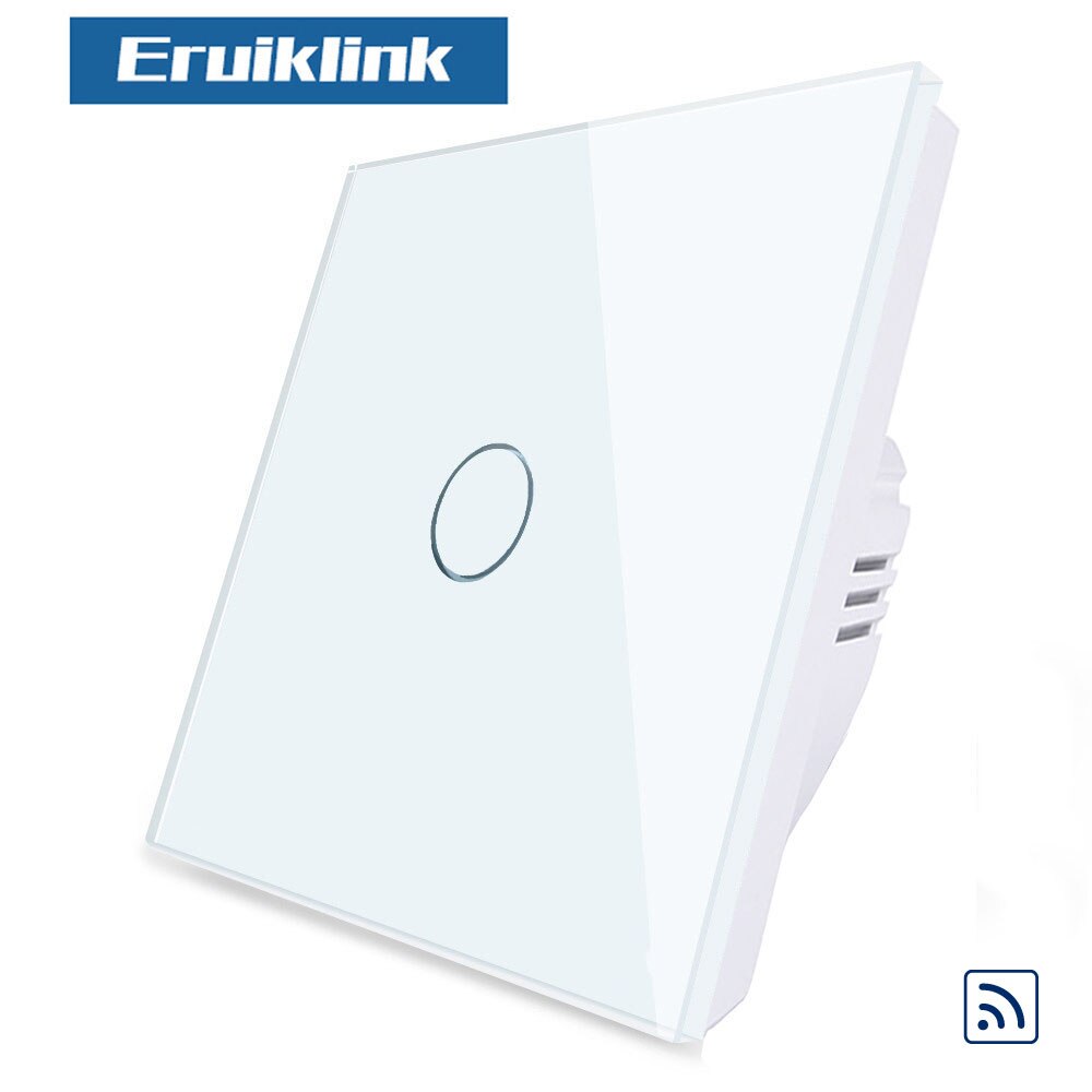 Eruiklink Luxury Wall Touch Sensor Switch EU/UK Standard Light Crystal Glass Touch Switch,Remote Control 1/2/3 Gang 1 Way Switch: 1 Gang White Switch