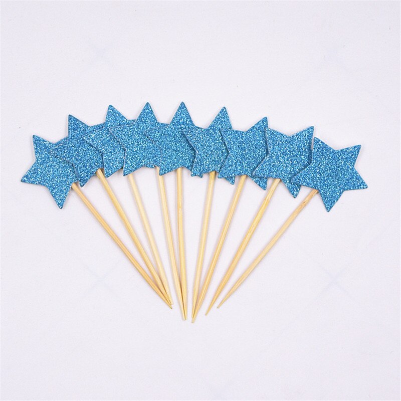 10pcs Mini Star Cupcake Toppers Birthday Cake Topper Cake Decoration Wedding Party Decorations Cake Flags Party Supplies