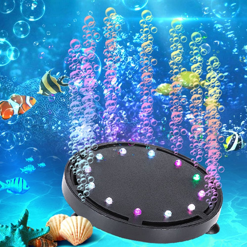 Vattentät led ljus flerfärgad fisk tank lampa under vattnet rgb lampa nedsänkbar mini akvarium lampor bubbla disk lampor