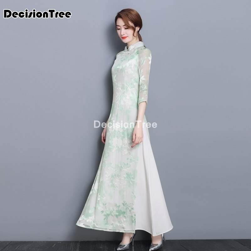Aodai vietnam qipao jurk voor vrouwen traditionele kleding ao dai chinese jurken knielange oosterse jurk voor vrouwen
